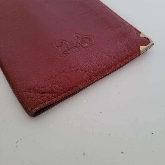 Celine Vintage Notbook Cover Notebook Book Case 4x6 Red Bifold Leather Italian - Picture 8 of 9